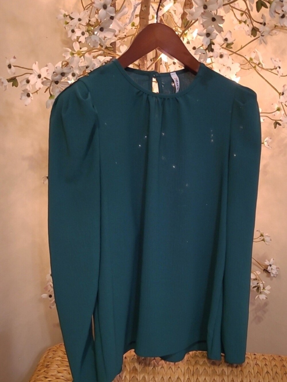 Classic Dark Green Long-Sleeve Women's Blouse